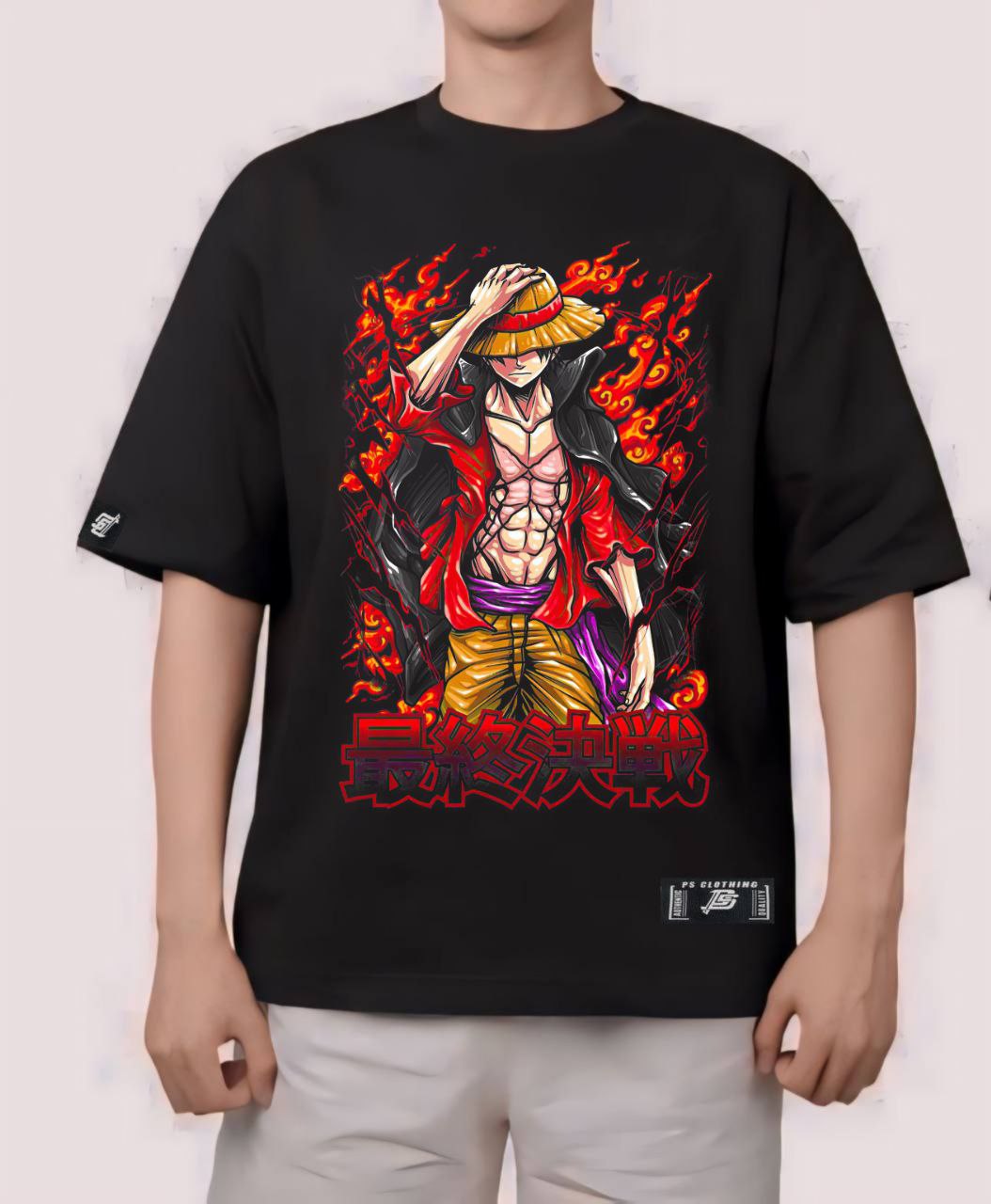 ONE PIECE  STRAWHAT LUFFY"FIRE" OVERSIZE PREMIUM SHIRT