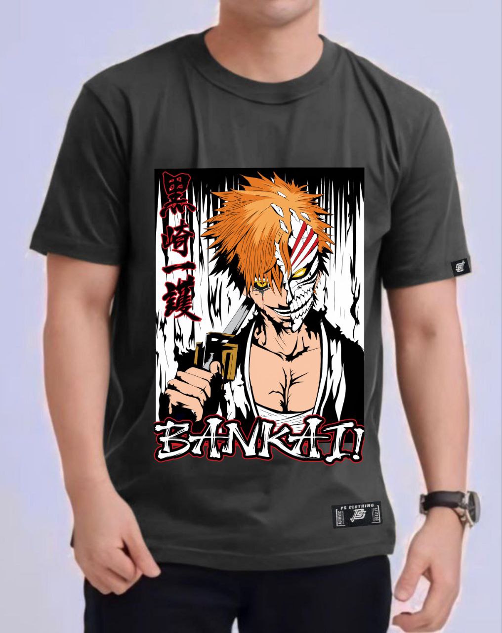 BLEACH ICHIGO "INCOMPLETE HOLLOW" VERSION 2 ROUND NECK REGULAR FIT ANIME PREMIUM DESIGN