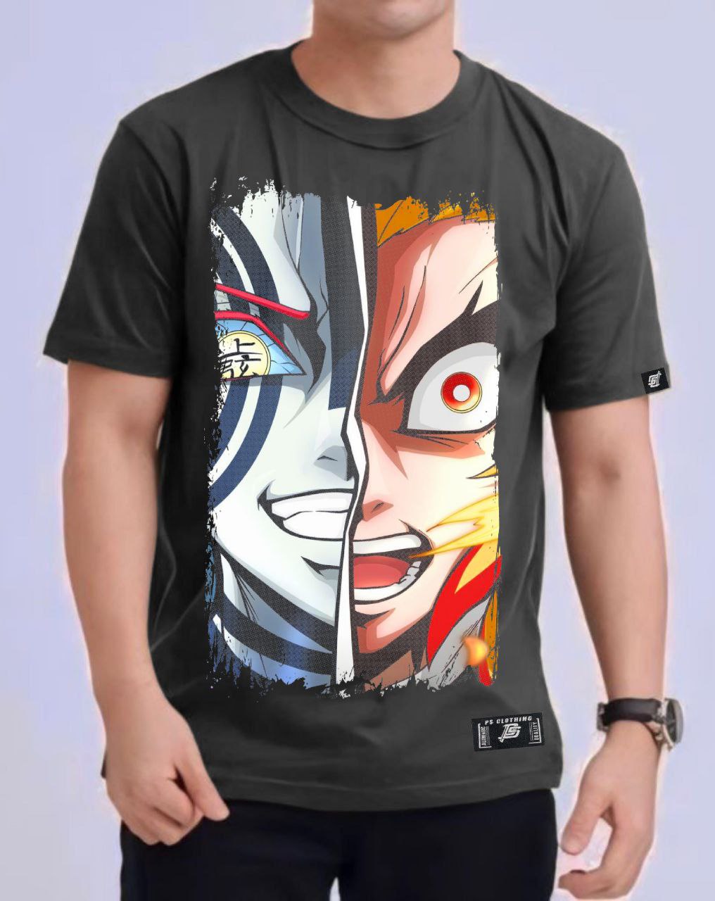 DEMON SLAYER "AKAZA VS RENGOKU" ROUND NECK REGULAR FIT ANIME PREMIUM DESIGN