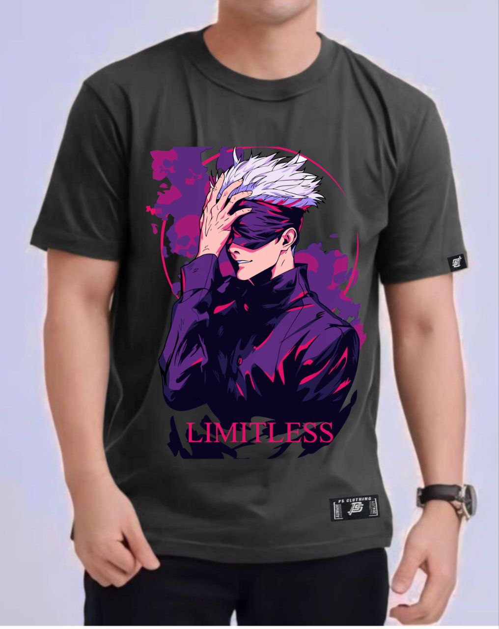 JUJUTSU KAISEN GOJO SATORU "LIMITLESS" ROUND NECK REGULAR FIT ANIME PREMIUM DESIGN