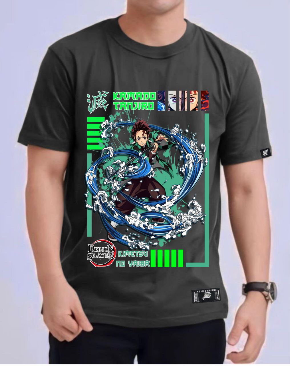 DEMON SLAYER KAMADO TANJIRO "WATER BREATHING" ROUND NECK REGULAR FIT ANIME PREMIUM DESIGN