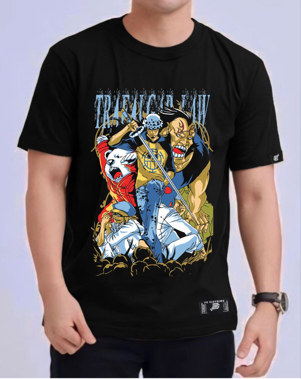 ONE PIECE  "TRAFALGAR LAW" ROUND NECK REGULAR FIT ANIME PREMIUM DESIGN