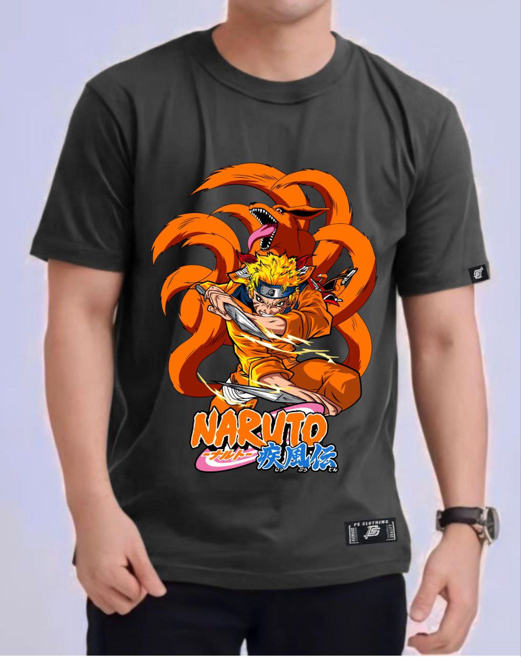 NARUTO SHIPPUDEN "NARUTO X KURAMA" ROUND NECK REGULAR FIT ANIME PREMIUM DESIGN