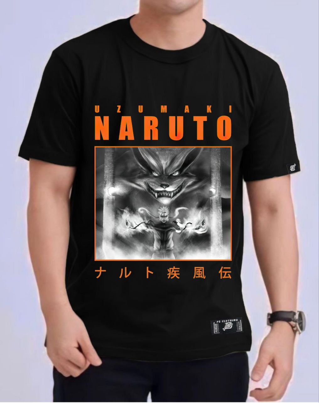 NARUTO SHIPPUDEN "NARUTO X KURAMA" VERSION 2 ROUND NECK REGULAR FIT ANIME PREMIUM DESIGN