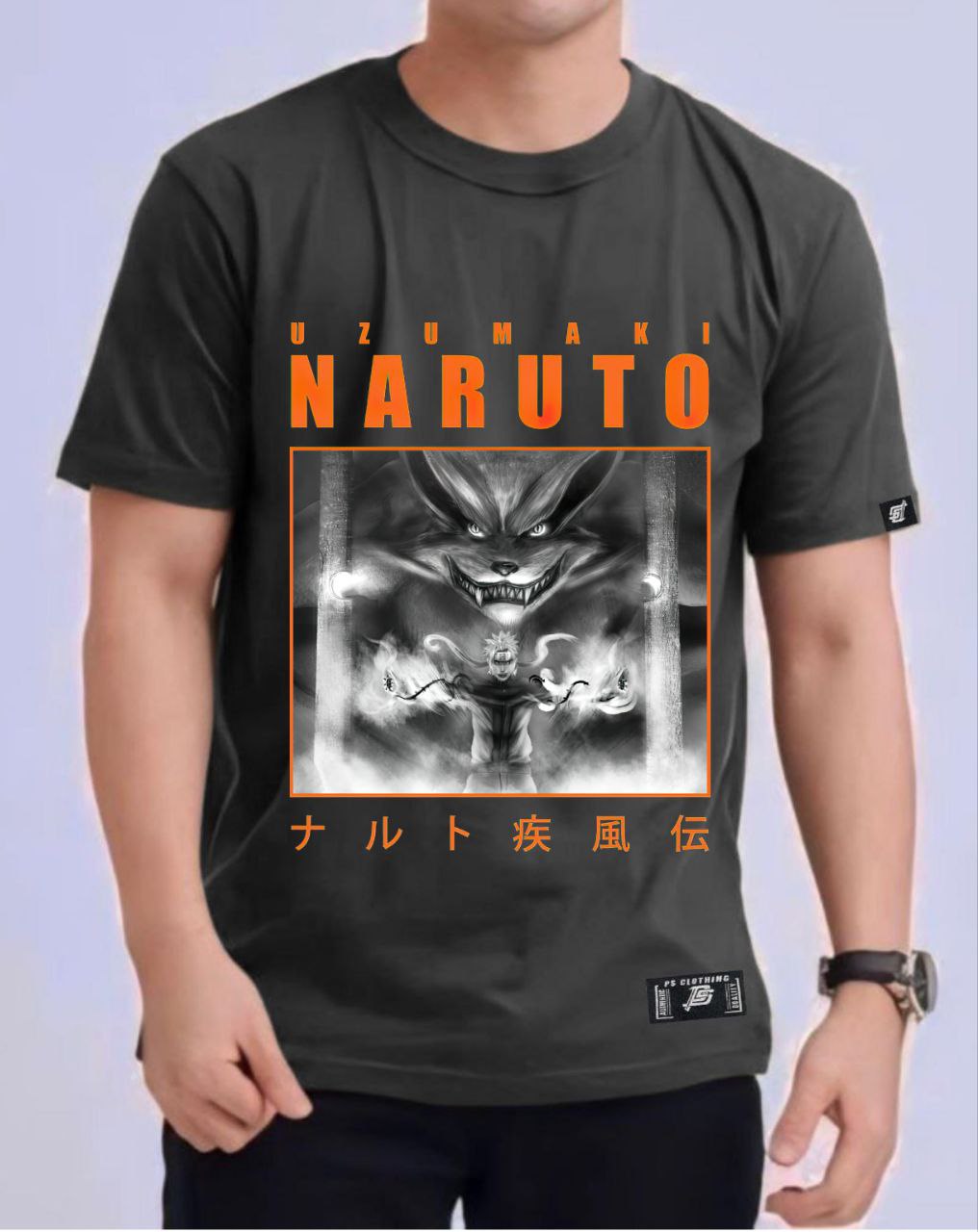 NARUTO SHIPPUDEN "NARUTO X KURAMA" VERSION 2 ROUND NECK REGULAR FIT ANIME PREMIUM DESIGN