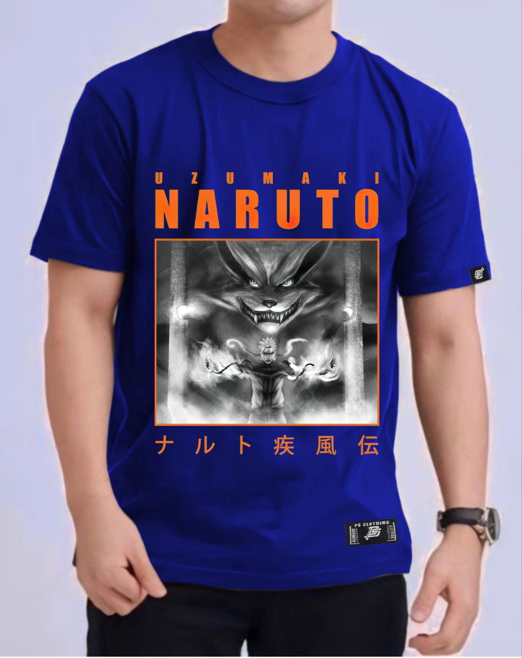 NARUTO SHIPPUDEN "NARUTO X KURAMA" VERSION 2 ROUND NECK REGULAR FIT ANIME PREMIUM DESIGN